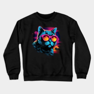 Retro Wave British Shorthair Cat Shirt Crewneck Sweatshirt